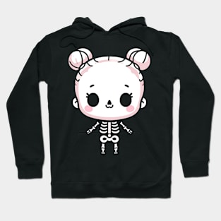 Cute Kawaii Girl Skeleton | Spooky Cute Halloween Design for Girls Hoodie